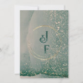 Alcohol Inkt Groene Glitter Bruiloft Kaart (Achterkant)