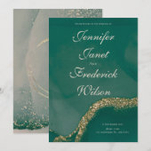 Alcohol Inkt Groene Glitter Bruiloft Kaart (Voorkant / Achterkant)