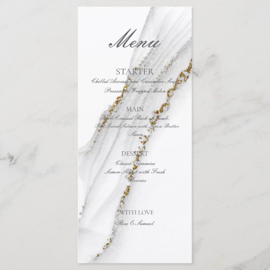 Alcohol Inkt Handgemaakt Wit Plat Menu (Voorkant)