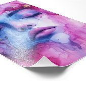 Alcohol inkt kunst roze blauw vrouw foto afdruk (Hoek)