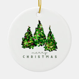 Alcohol Inkt Ontwerp Kerstboom Vakantiewenskaart Keramisch Ornament