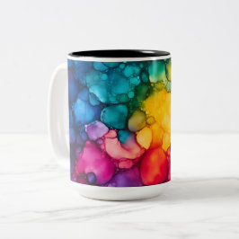 Alcohol Inkt Ontwerp Tweekleurige Mok, 450 ml Koffiemok