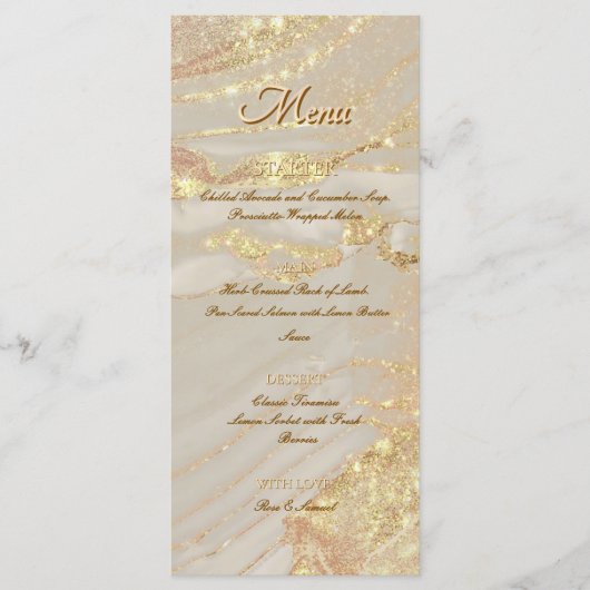 Alcohol Inkt Roos Glitter Goud Chic Plat Menu (Voorkant)
