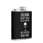 Alcohol lost je problemen niet op. heupfles (Rechts)