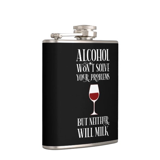 Alcohol lost je problemen niet op. heupfles (Rechts)