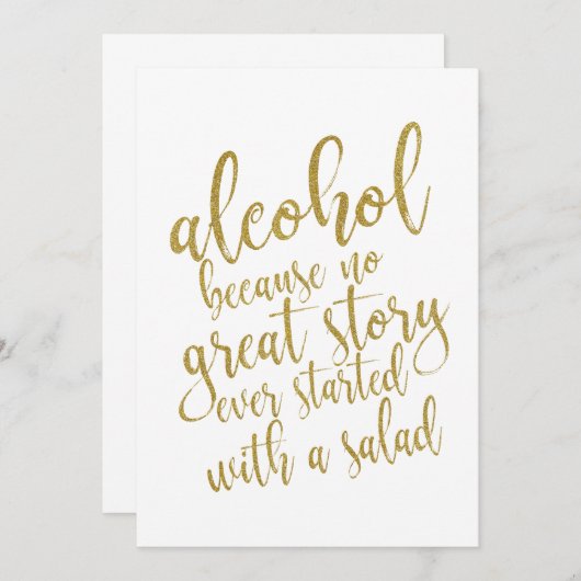 Alcohol Omdat Geen Enkel Groot Verhaal Betaalbaar  Kaart (Voorkant / Achterkant)