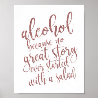Alcohol omdat geen groots Roos Gold Sign