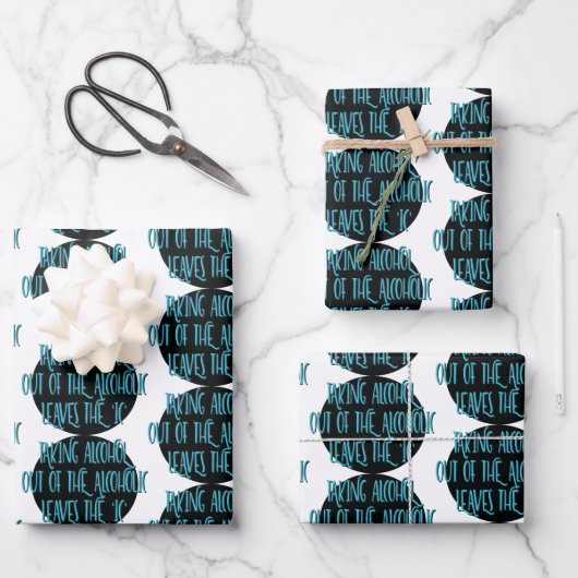 Alcohol uit alcoholische herstelslogan halen inpakpapier vel (Voorkant)