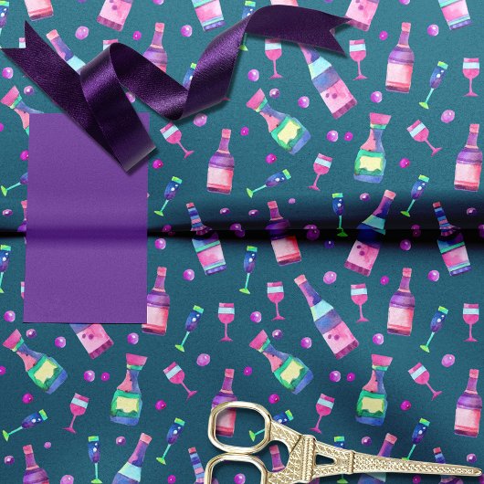 Alcohol Watercolor Patroon | Donker Teal Tissuepapier