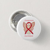 Alcoholbewustzijn Red Ribbon Angel - Aangepaste pi Ronde Button 3,2 Cm (Voorkant /achterkant)