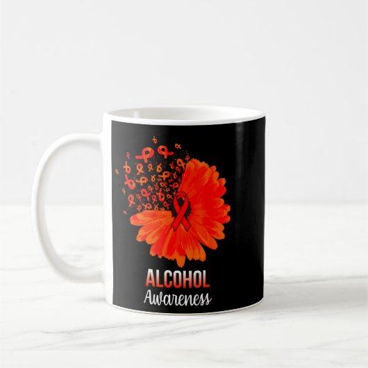 Alcoholbewustzijn Rode Lint Bloem Koffiemok (Links)