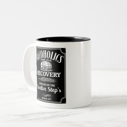 Alcoholetiket Vertrouwelijk - 12-stap Alcohol Addi Tweekleurige Koffiemok (Voorkant links)