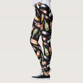 Alcoholflessenpatroon Leggings