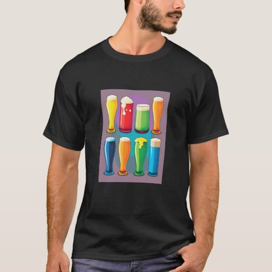 Alcoholic Drinks Enthusiast Pop Style Glasses Of B T-shirt (Voorkant)