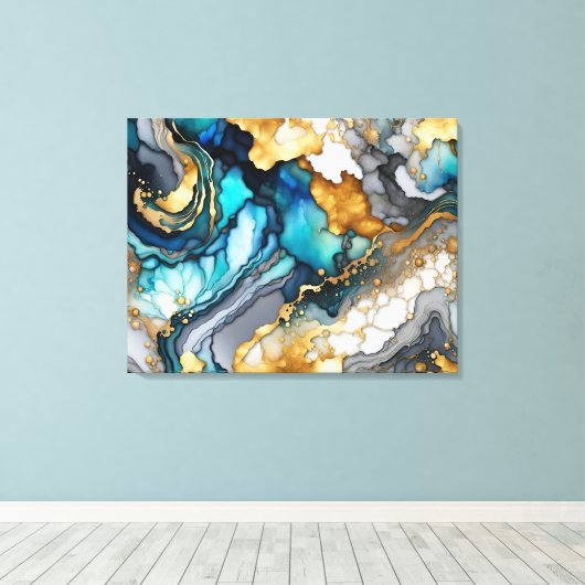 Alcoholinkt Abstracte kunst Canvas Afdruk (Insitu (Houten vloer))