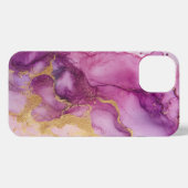 Alcoholinkt Art paarse en roze goud iPhone Hoesje (Achterkant horizontaal)