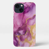 Alcoholinkt Art paarse en roze goud iPhone Hoesje (Achterkant)
