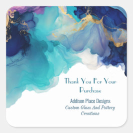 Alcoholinkt Blauwe Lavendel Afbeelding Dank u Stic Vierkante Sticker