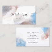 Alcoholinkt en faux glitter blauw roos goud visitekaartje (Voorkant / Achterkant)