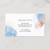 Alcoholinkt en faux glitter blauw roos goud visitekaartje (Achterkant)