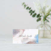 Alcoholinkt en faux glitter blauw roos goud visitekaartje (Staand voorkant)