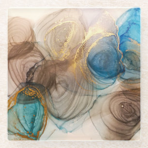 Alcoholinkt, gebleekt mineraal Abstract. Glazen Onderzetter