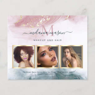 Alcoholinkt Goud Blush Blauw Waterverf Foto Flyer