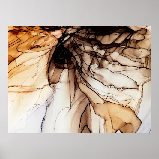 Alcoholinkt kleur. Grey Handmade Marble Texture. G Poster (Voorkant)