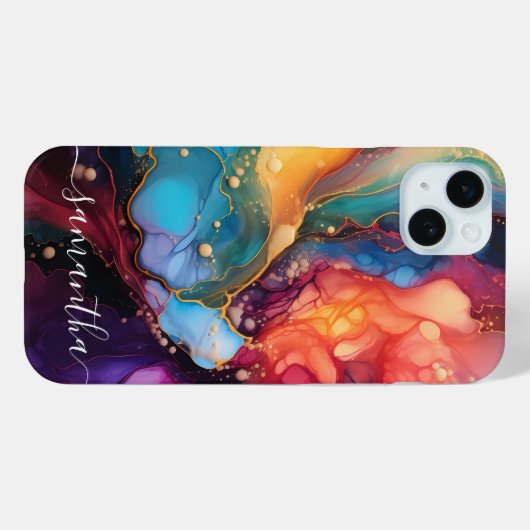 Alcoholinkt Kleurrijke Vloeibare Marmeren Kunst Case-Mate iPhone Case (Achterkant (horizontaal))