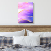 Alcoholinkt paarse gouden kunst canvas afdruk (Insitu (Slaapkamer))