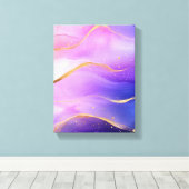 Alcoholinkt paarse gouden kunst canvas afdruk (Insitu (Houten vloer))