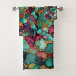 Alcoholinkt Patroon Kleurrijk Levendig Bad Handdoek