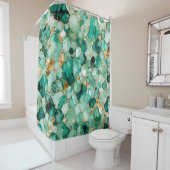 Alcoholinkt patroon Mint Groen Goud Douchegordijn (In situ)
