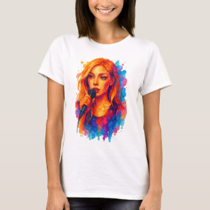 Alcoholinkt Portret van een jonge Vrouw zangeres T-shirt