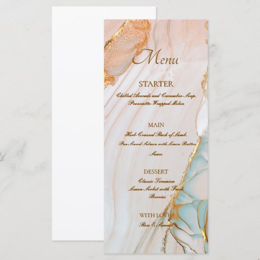 Alcoholinkt Roos Elegant Flat Menu (Voorkant / Achterkant)