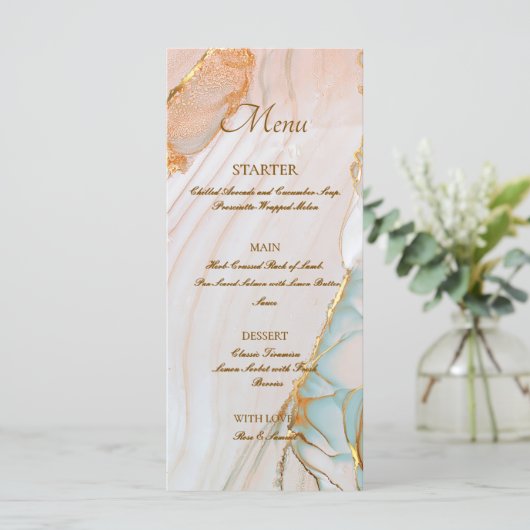 Alcoholinkt Roos Elegant Flat Menu (Staand voorkant)
