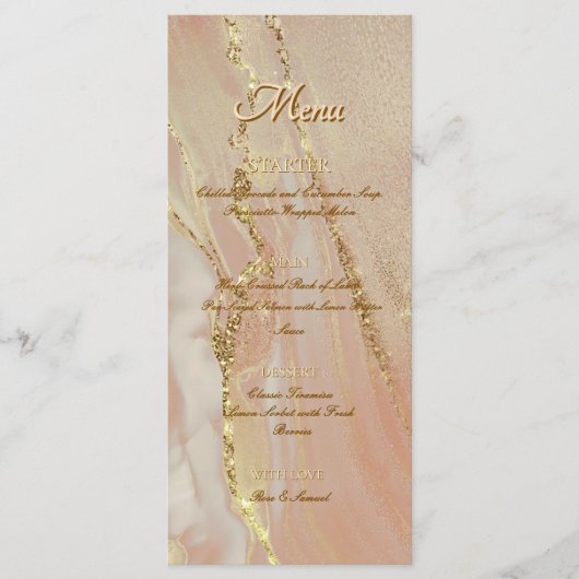 Alcoholinkt Roos Glitter Gold Chic Platte Menu (Voorkant)