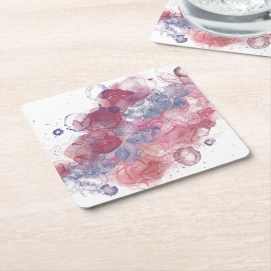 Alcoholinkt Roze druppels Kartonnen Onderzetters (Schuin)