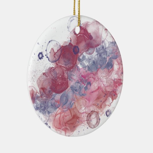 Alcoholinkt Roze druppels Keramisch Ornament (Rechts)