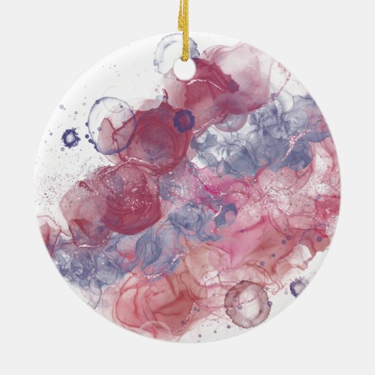 Alcoholinkt Roze druppels Keramisch Ornament (Achterkant)