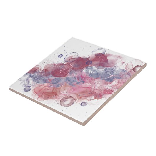 Alcoholinkt Roze druppels Tegeltje (Zijkant)