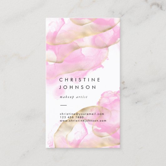 Alcoholinkt Roze spatten Visitekaartje (Voorkant)