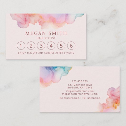 Alcoholinkt Vloeibare pastel Klantenkaartje (Voorkant / Achterkant)