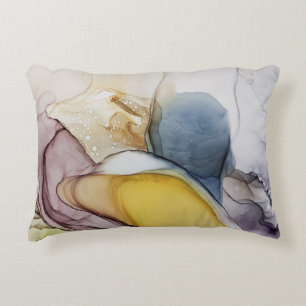 Alcoholinkt wervelt, gele tint, abstract. accent kussen