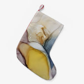 Alcoholinkt wervelt, gele tint, abstract. kleine kerstsok (Voorkant (Hangend))