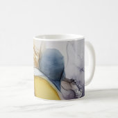 Alcoholinkt wervelt, gele tint, abstract. koffiemok (Voorkant rechts)
