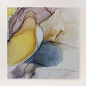 Alcoholinkt wervelt, gele tint, abstract. legpuzzel (Horizontaal)