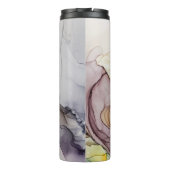 Alcoholinkt wervelt, gele tint, abstract. thermosbeker (Achterkant)