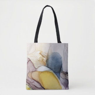 Alcoholinkt wervelt, gele tint, abstract. tote bag