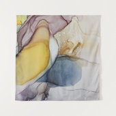 Alcoholinkt wervelt, gele tint, abstract. wandkleed (Voorkant (horizontaal))